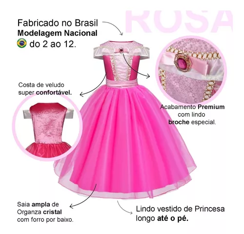 Vestido Infantil Princesa Rosa 2