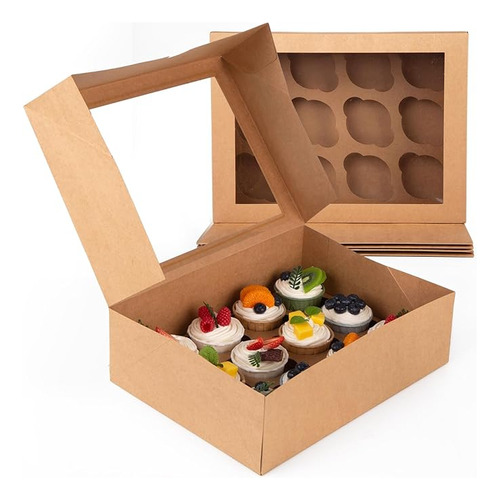 6 Cajas Para Cupcakes Con Ventanas Contenedor Papel Para Cup