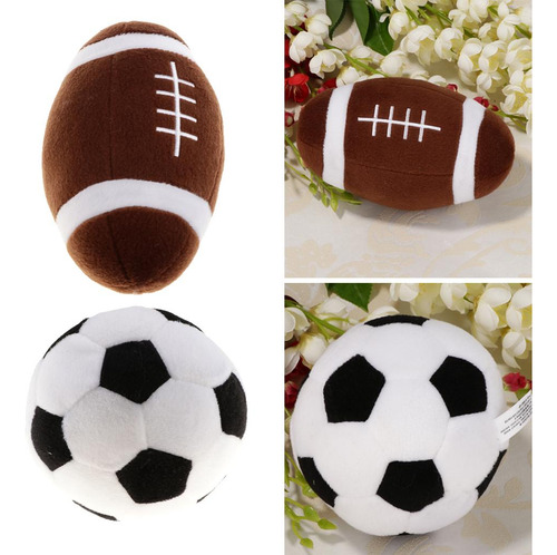 Juego De 2 Pelotas Deportivas Rellenas Suaves Rugby Fútbol