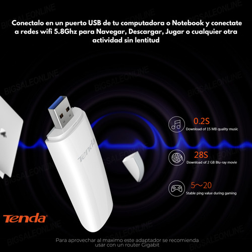 Antena Wifi Usb A1300 Dual Conectate A Wifi 5.8ghz O 2.4ghz