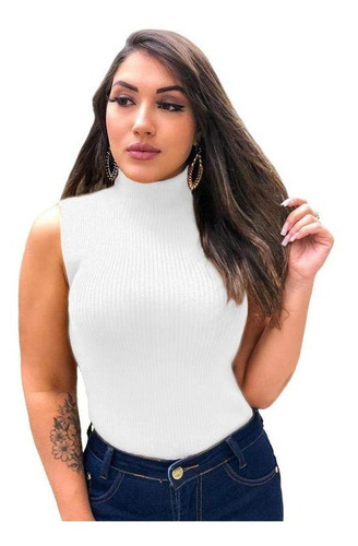 Imagem 5 de 10 de Kit 2 Blusas Feminina Gola Alta Canelada Tricot Tricô Frio