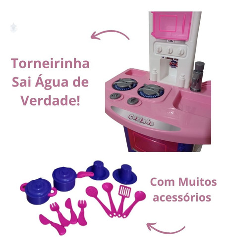 Kit Cozinha Infantil Completa Fogãozinho + Geladeira Menina