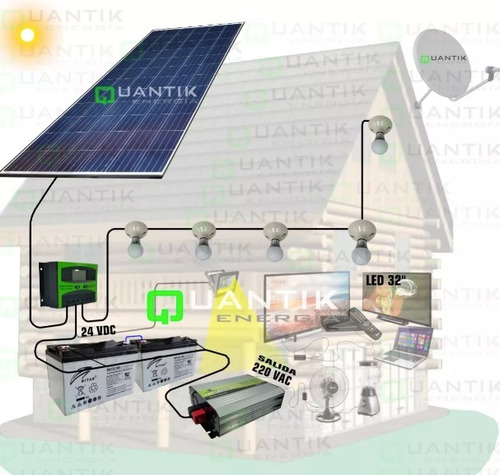 Panel Solar 300w, Completo+batería+inversor+regulador+5 Foco