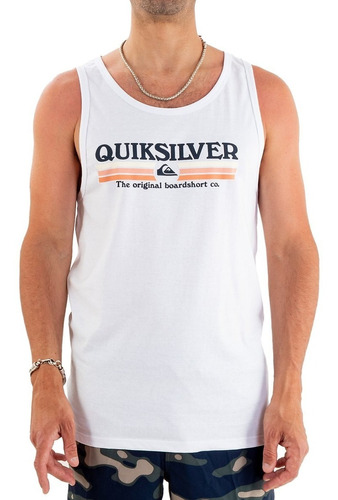 Musculosa Quiksilver Modelo Lined Up Blanco Exclusiva