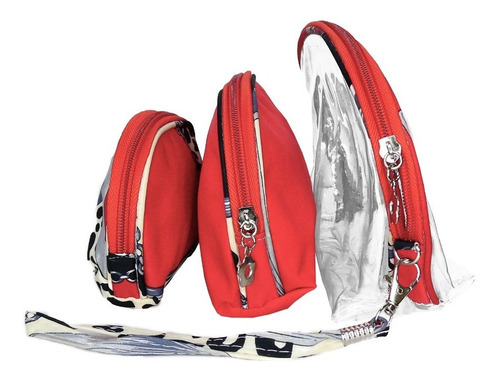 Imagen 3 de 4 de Bolso Cartera Juego De 3 Portacosmeticos Transparente Dama