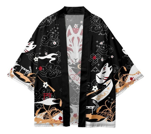 Kimono Japonés Unisex Yukata Media Manga Con Estampado