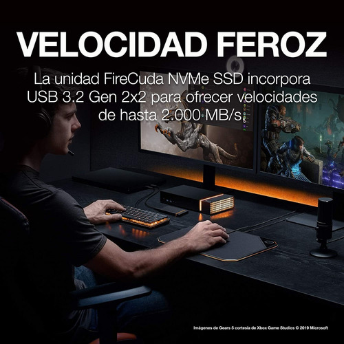 Imagen 2 de 10 de Disco Externo Ssd Seagate 500gb Firecuda Nvme Usb-c Ps4 Xbox