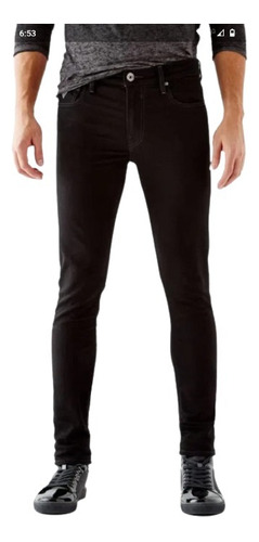 Jeans Hombre Slim Tapered Negro Liso