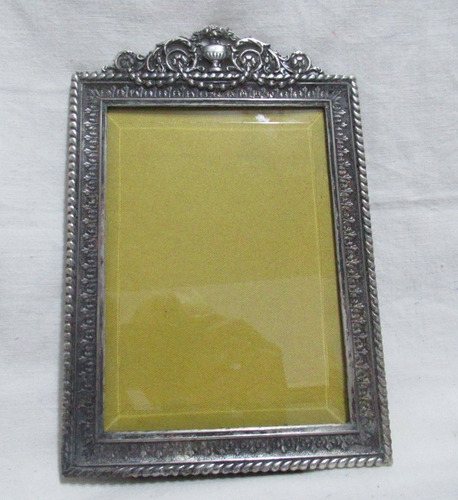 Antiguo Portarretrato Metal Plateado Cristal Biselado 18 Cm