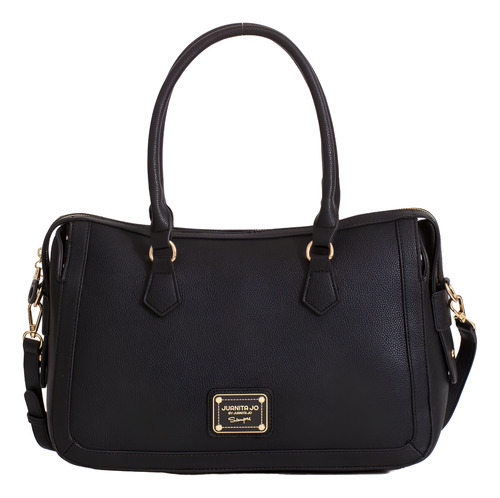 Cartera Aurora Grande Bandolera Juanita Jo Mujer Oficina Negro Lisa