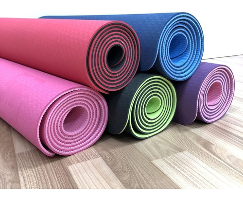 Mat Alfombra De Yoga Tpe 8mm Doble Color Eco-friendly