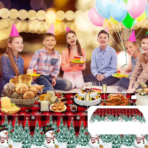 Mantel Grueso Desechable Con Forma De Muñeco De Nieve, Mesa