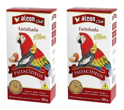 Kit 2 Unidades Ração Farinhada Psitacídeos 700g Alcon Club