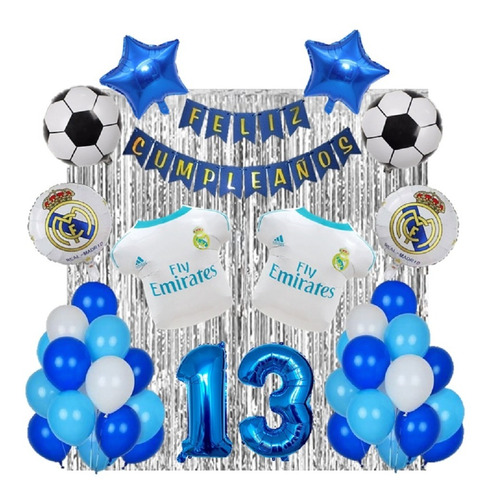 Set De Globos Real Madrid Decoracion Fiestas Cumpleaños