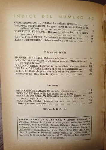 Revista Cuadernos De Cultura 42 Julio-agosto 1959 (Usado)