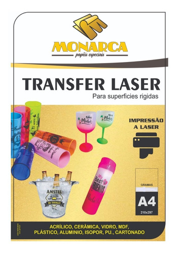 Papel Transfer Laser Prensa Giro 360 Acrílico 50 Folhas 90g