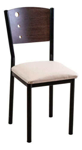 Silla Delta Con Respaldo Madera Y Tapizado Tiza Rina Premium