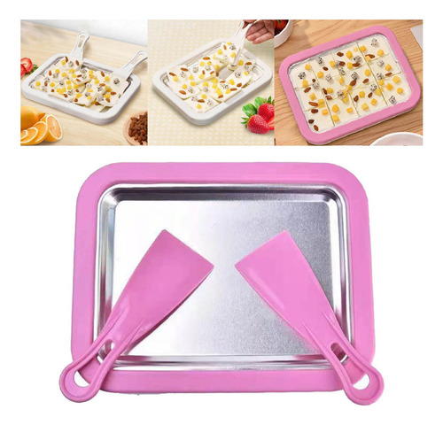 Mini Heladera Con 2 Espátulas Frozen Yogurt Freezer Rosa