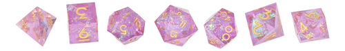 Juego De Dados De Rol Rojos Rosa, Número 12, 7 Piezas, Resin