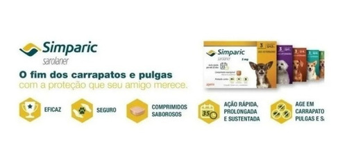 1 Simparic Antipulgas 10,1 Kg À 20 Kg (cx C/ 3 Comp.)