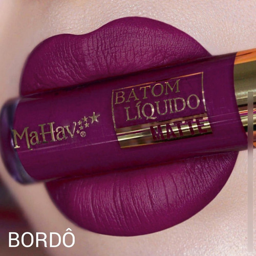 Batom Liquido Matte Bordo Mahav 4ml