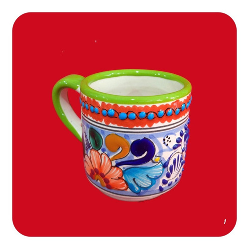 Imagen 2 de 7 de Taza De Talavera Poblana Color Varios Diseños 300ml. Tz