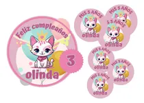 Comprar Topper Torta + Cupcake Gatita Princesa Imprimible\u002Feditable