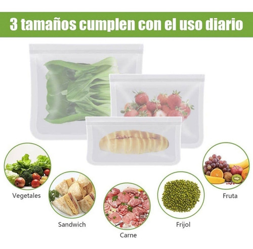 Kit Bolsas Reutilizables Ecologicas Frutas Verduras Congelar