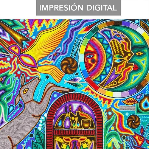 V Juego 4 Fundas Arte Huichol Mexicano Artesanal Cojín En