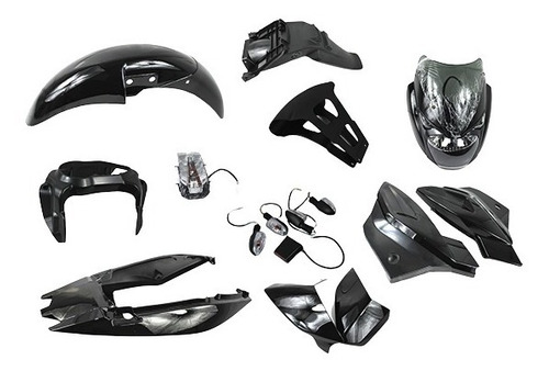 Kit Plasticos Pulsar180 Completo Negro Para Moto 