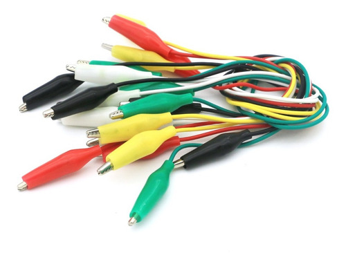 Imagen 2 de 4 de X10 Pinza Clip Cocodrilo 5 Colores Con Cable De 50cm Hobb