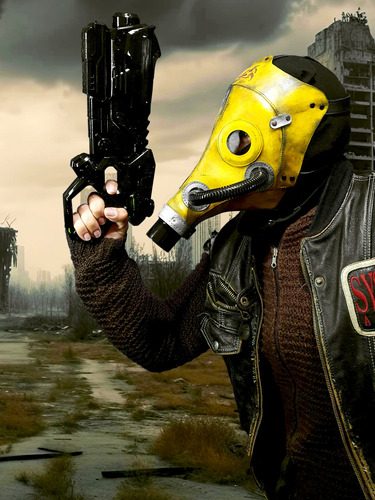 Máscara Gas Amarilla Diselpunk Cyberpunk Post Apocalíptica Amarillo Gas Toxic
