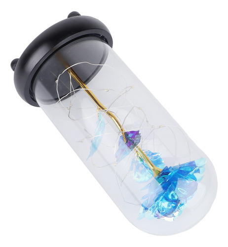 Rosa Azul En Cúpula De Cristal Con Luces Led Regalo De