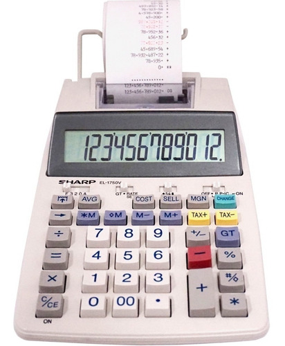 Calculadora Impresora Sharp El-1750v 12 Digitos Con Fuente Color Blanco