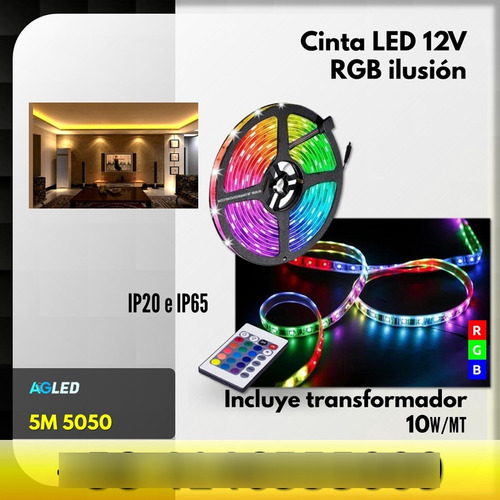 Cinta Led Rgb Ilusion 5m 12v 3535 Ip20 10w/mt 96leds