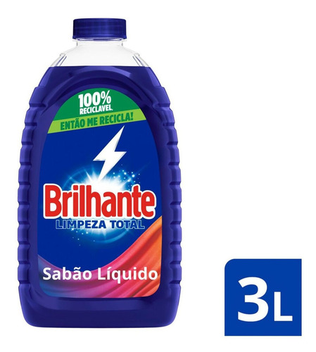 Lava Roupas Brilhante Líquido Limpeza Total 3 L