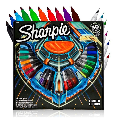 Set Marcadores Sharpie X 30 Unidades Galaxia + 6 Dibujos