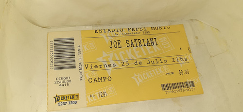 Joe Satriani Entrada Estadio Pepsi Music