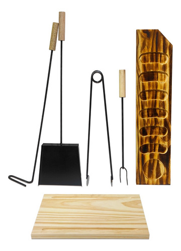 Kit Parrillero Herramientas Y Tablas Para Asado Chori