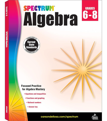 Libro Carson Dellosa Spectrum Algebra 6-8 Grado (inglés)