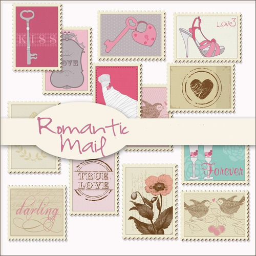 Kit De Imágenes Digitales Shabby Chic Estampillas Romanticas