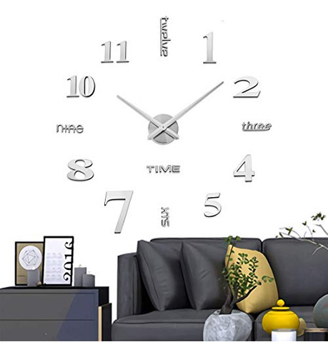 Reloj De Pared 3d Diy Decoración Espejo Sin Marco