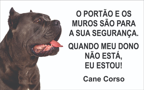 Placa Cuidado Cão Bravo Cane Corso 40x24 Altíssimo Padrão