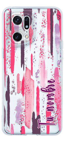 Funda Para Oppo Mujer Manchas Pintura Rosa Con Nombre
