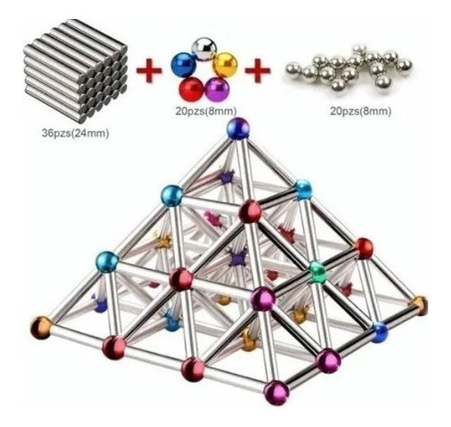 Juego De Imanes De Neodimio 8 Mm+24 Mm 76 Piezas Juguete Mag