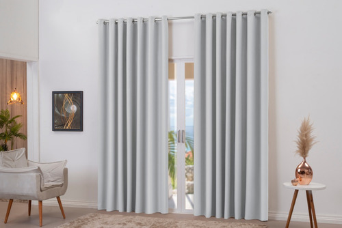 Cortina Para Sala Ou Quarto Grande Blackout 3,00m X 2,80m Cor Cinza-claro