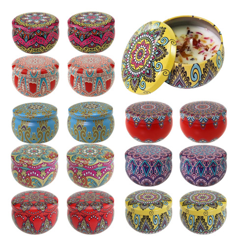 Frascos De Metal Reutilizables Para Velas, 16 Unidades