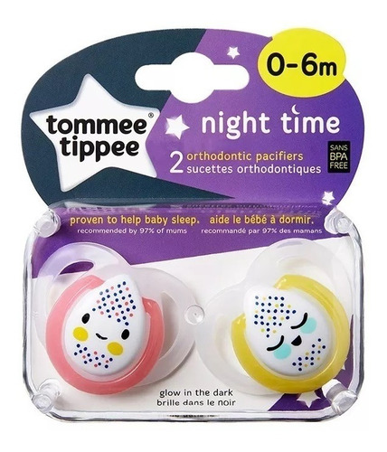 Chupete Silicona X2 0-6m Night Time Tommee Tippee Babymovil