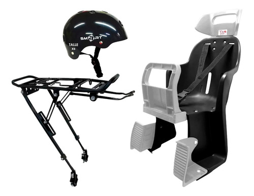 Silla Bebé + Porta A Disco Alumi + Casco Smart Richard Bikes