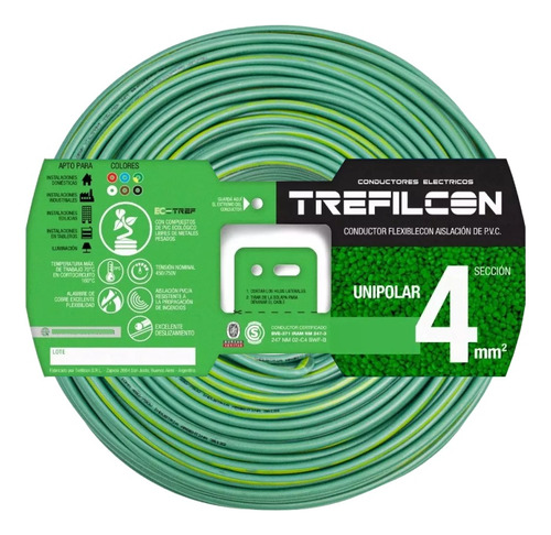 Cable Unipolar Normalizado Trefilcon 50 Mt - 4 Mm - Tierra